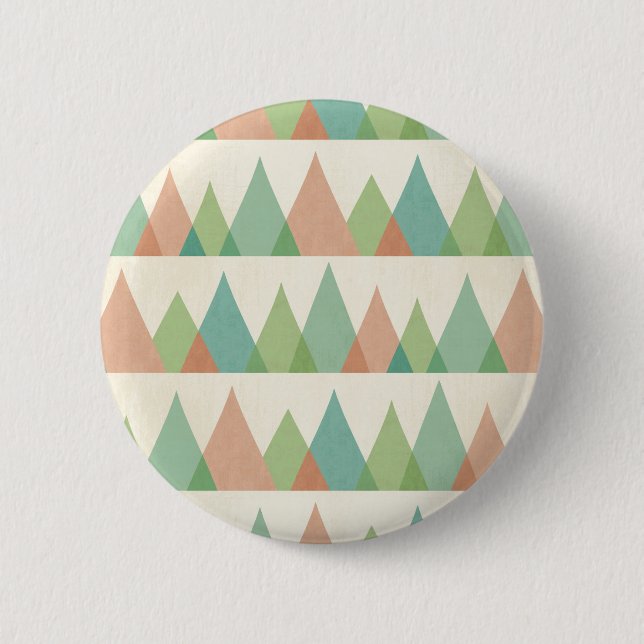 Southwest Geo Step | Teal & Coral Triangles Pinback Button (Front)