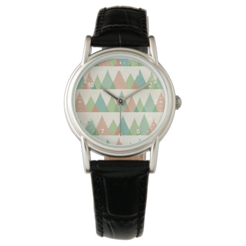 Southwest Geo Step  Teal  Coral Triangles Watch