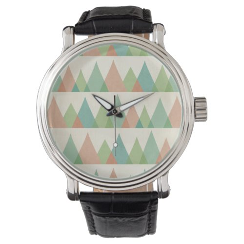 Southwest Geo Step  Teal  Coral Triangles Watch