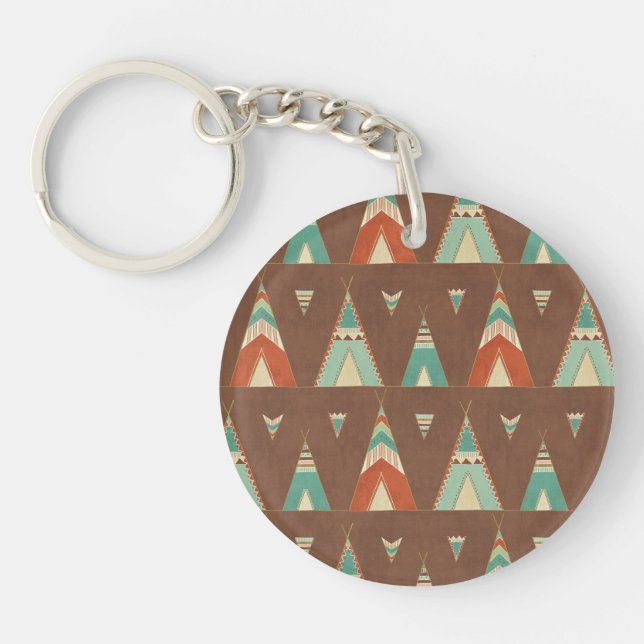 Southwest Geo Step | Teal Teepee Pattern Keychain (Front)