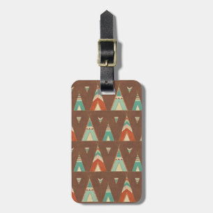 Southwest Geo Step Teal Teepee Pattern Luggage Tag