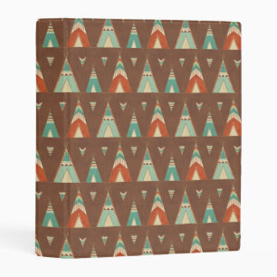 Southwest Geo Step Teal Teepee Pattern Mini Binder