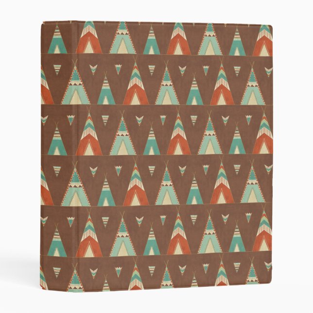 Southwest Geo Step | Teal Teepee Pattern Mini Binder (Front/Spine)