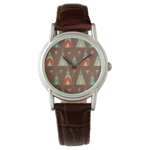 Southwest Geo Step  Teal Teepee Pattern Watch