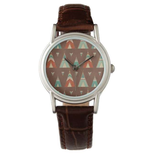 Southwest Geo Step | Teal Teepee Pattern Watch (Front)