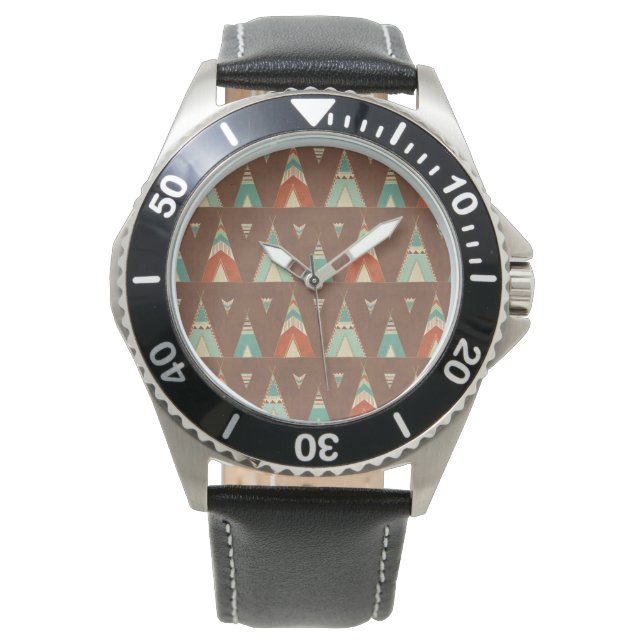 Southwest Geo Step | Teal Teepee Pattern Watch (Front)