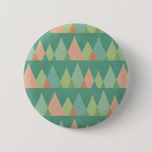 Southwest Geo Step | Teal Triangle Pattern Pinback Button (Front)