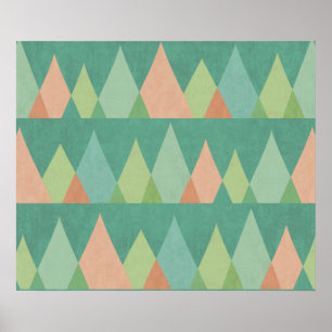 Southwest Geo Step Teal Triangle Pattern Poster