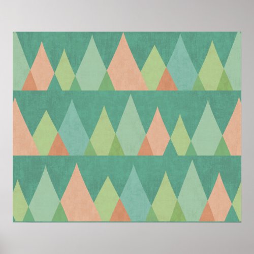 Southwest Geo Step  Teal Triangle Pattern Poster