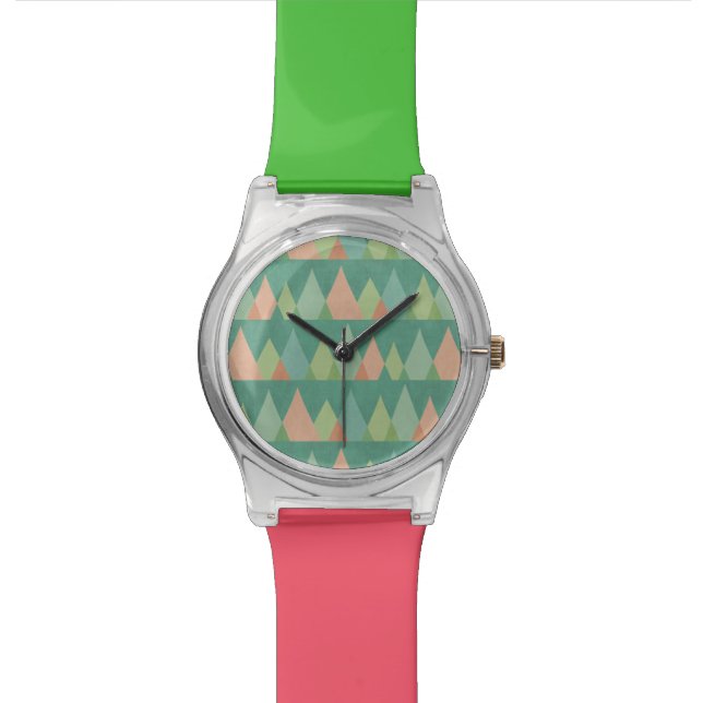 Southwest Geo Step | Teal Triangle Pattern Watch (Close Up)