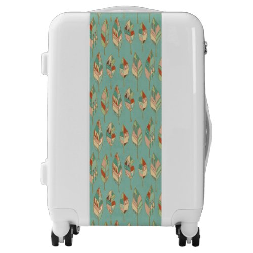 Southwest Geo Step  Watercolor Feather Pattern Luggage