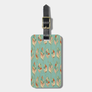 Southwest Geo Step Watercolor Feather Pattern Luggage Tag