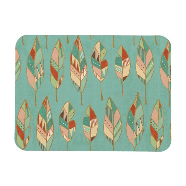 Southwest Geo Step | Watercolor Feather Pattern Magnet (Horizontal)