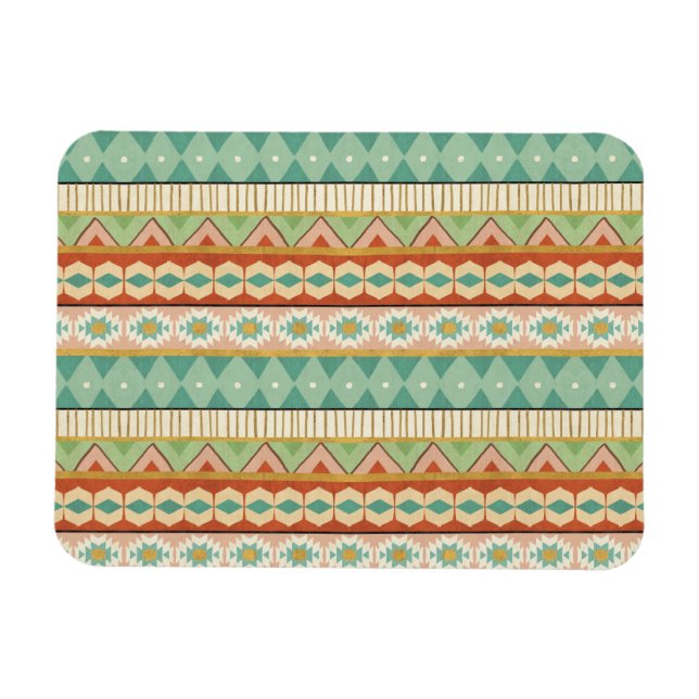 Southwest Geo Step | Watercolor Tribal Pattern Magnet (Horizontal)