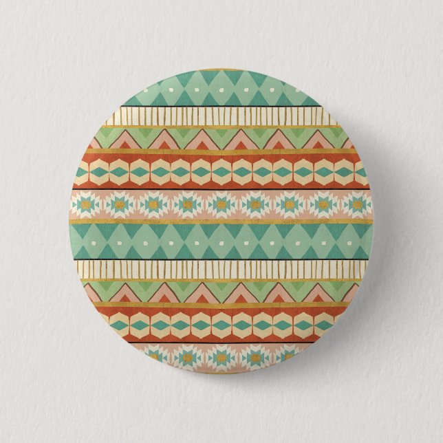 Southwest Geo Step | Watercolor Tribal Pattern Pinback Button (Front)