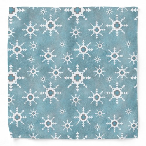 Southwest Geometric Star or Snow Pattern Blue Bandana