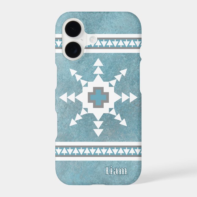 Southwest Geometric Winter Snowflakes Personalized iPhone Case (Back)