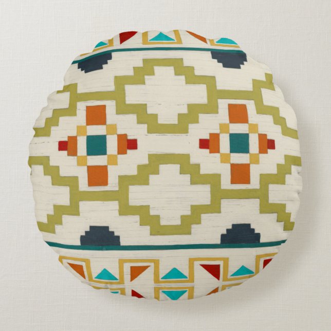 Southwest Geometry I Round Pillow (Front)