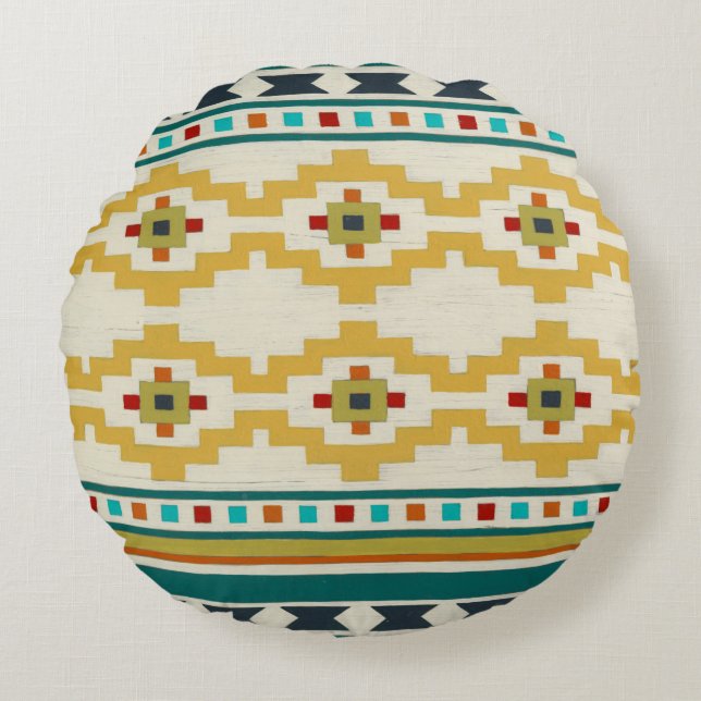 Southwest Geometry III Round Pillow (Front)