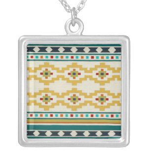 Southwest Geometry III Silver Plated Necklace