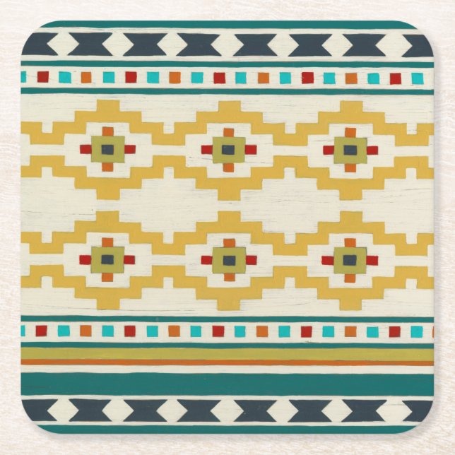 Southwest Geometry III Square Paper Coaster (Front)
