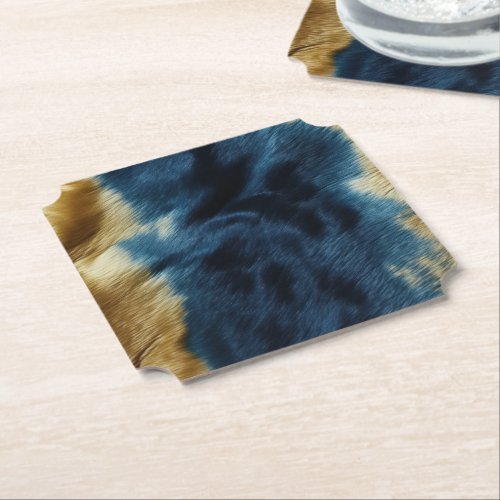 Southwest Gold Blue Cowhide Paper Coaster