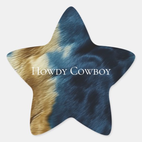 Southwest Gold Blue Cowhide Star Sticker