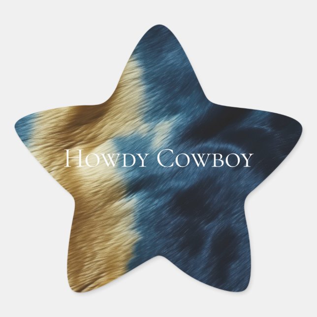 Southwest Gold Blue Cowhide Star Sticker (Front)