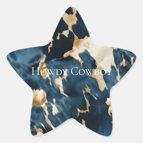Southwest Gold Blue Cream Cowhide Star Sticker