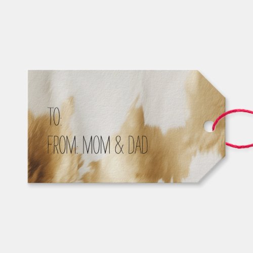 Southwest Gold White Cowhide Gift Tags