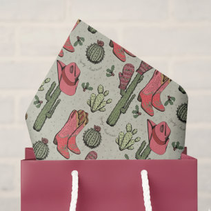 Southwest Green Christmas Cowgirl Howdy Christmas Tissue Paper