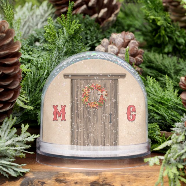 Southwest Holiday Chile Wreath Door Personalized Snow Globe (Winter)