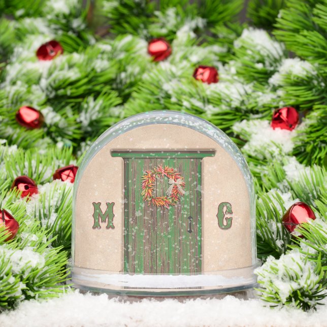 Southwest Holiday Chile Wreath Door Personalized Snow Globe (Christmas)