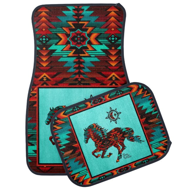 Southwest Horse Car Floor Mat (Set)