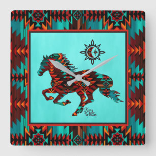 Southwest Horse Square Wall Clock