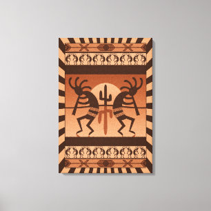 Southwest Hot Desert Sun Cactus Kokopelli Canvas Print