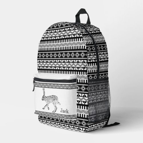Southwest Jackrabbit and Geometric Personalized  Printed Backpack