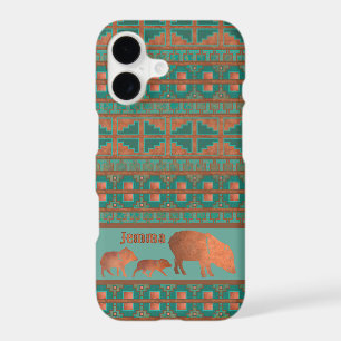 Southwest Javelina Family Copper Teal Personalize  iPhone 17 Case
