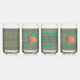 Southwest Javelinas & Geometric Pattern Glass Set