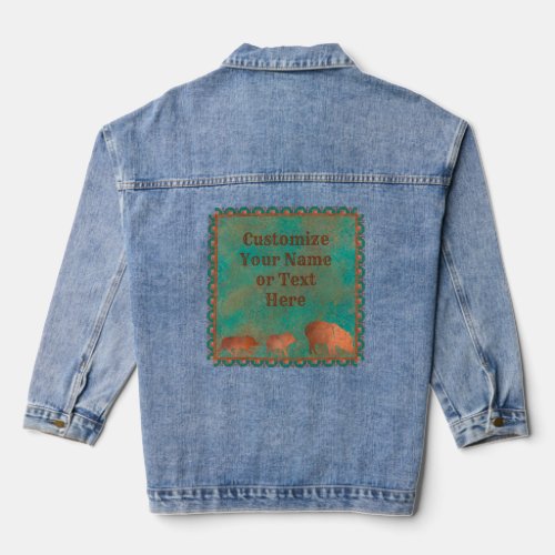 Southwest Javelinas Personalized Copper Teal Print Denim Jacket