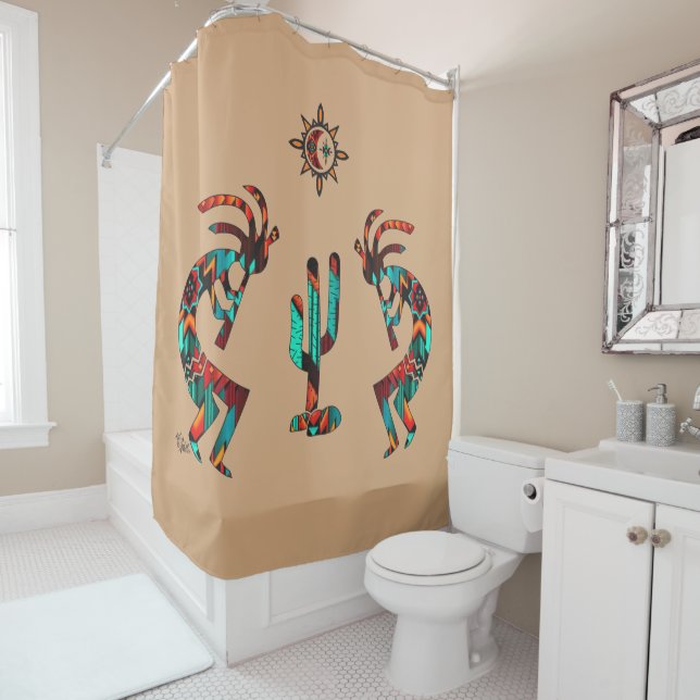 Southwest Kokopell And Cactus Shower Curtain (In Situ)