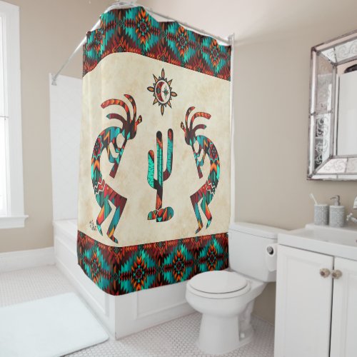 Southwest Kokopell And Cactus Shower Curtain