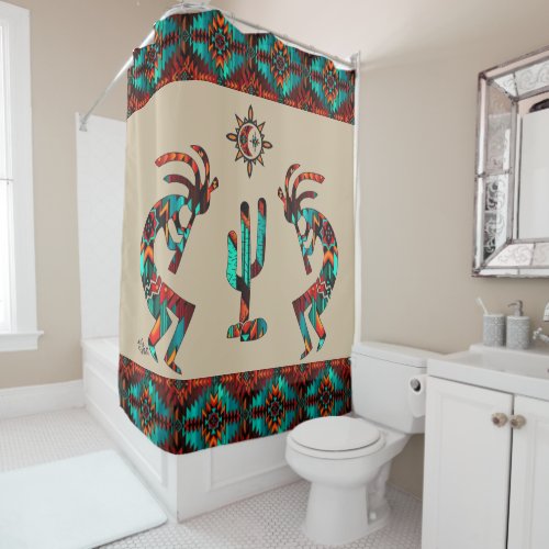 Southwest Kokopell And Cactus Shower Curtain