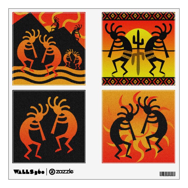 Southwest Kokopelli 4 Piece Wall Decals (Front)