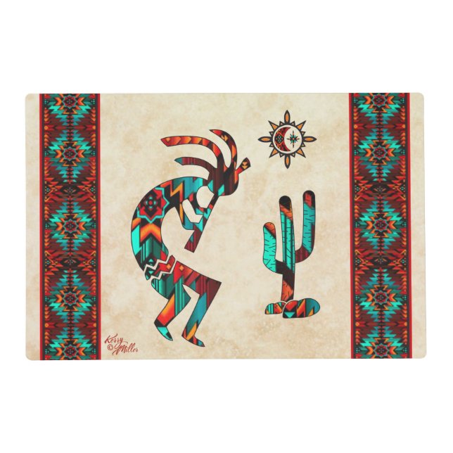 Southwest Kokopelli And Cactus Placemat (Front)