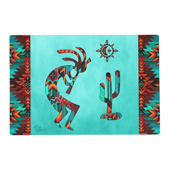 Southwest Kokopelli And Cactus Placemat (Front)