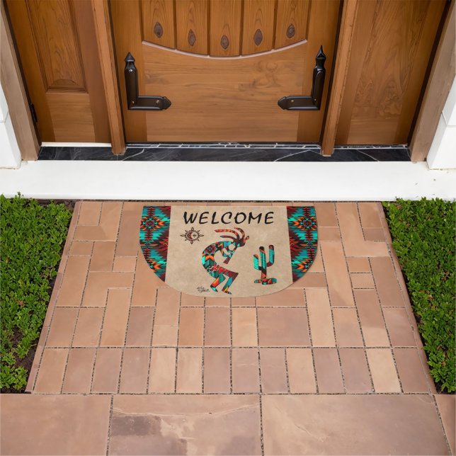Southwest Kokopelli And Cactus Welcome Doormat (Outdoor)