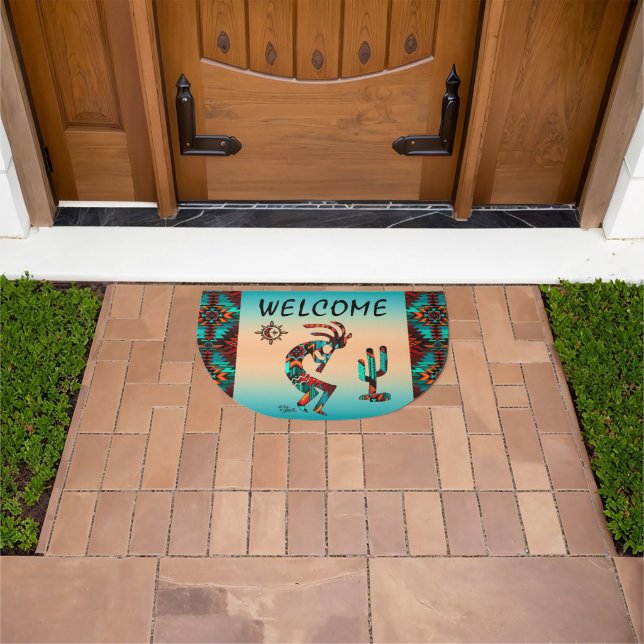 Southwest Kokopelli And Cactus Welcome Doormat (Outdoor)