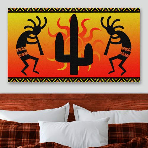 Southwest Kokopelli Cactus Tribal Design Canvas Print