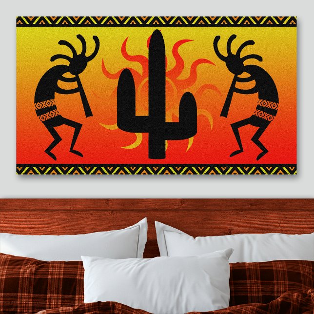 Southwest Kokopelli Cactus Tribal Design Canvas Print (Creator Uploaded)